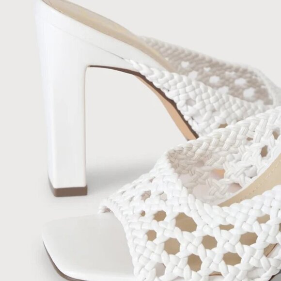 Lulus Lashaa White Woven High Heel Slide Sandals - Picture 3 of 6